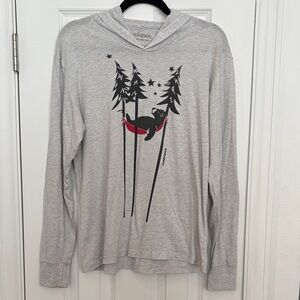 Marushka Long Sleeve Lightweight Hoodie with Bear and Tree Design Sz M